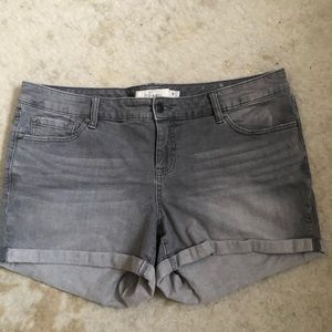 Gray Denim Cuffed Shorts